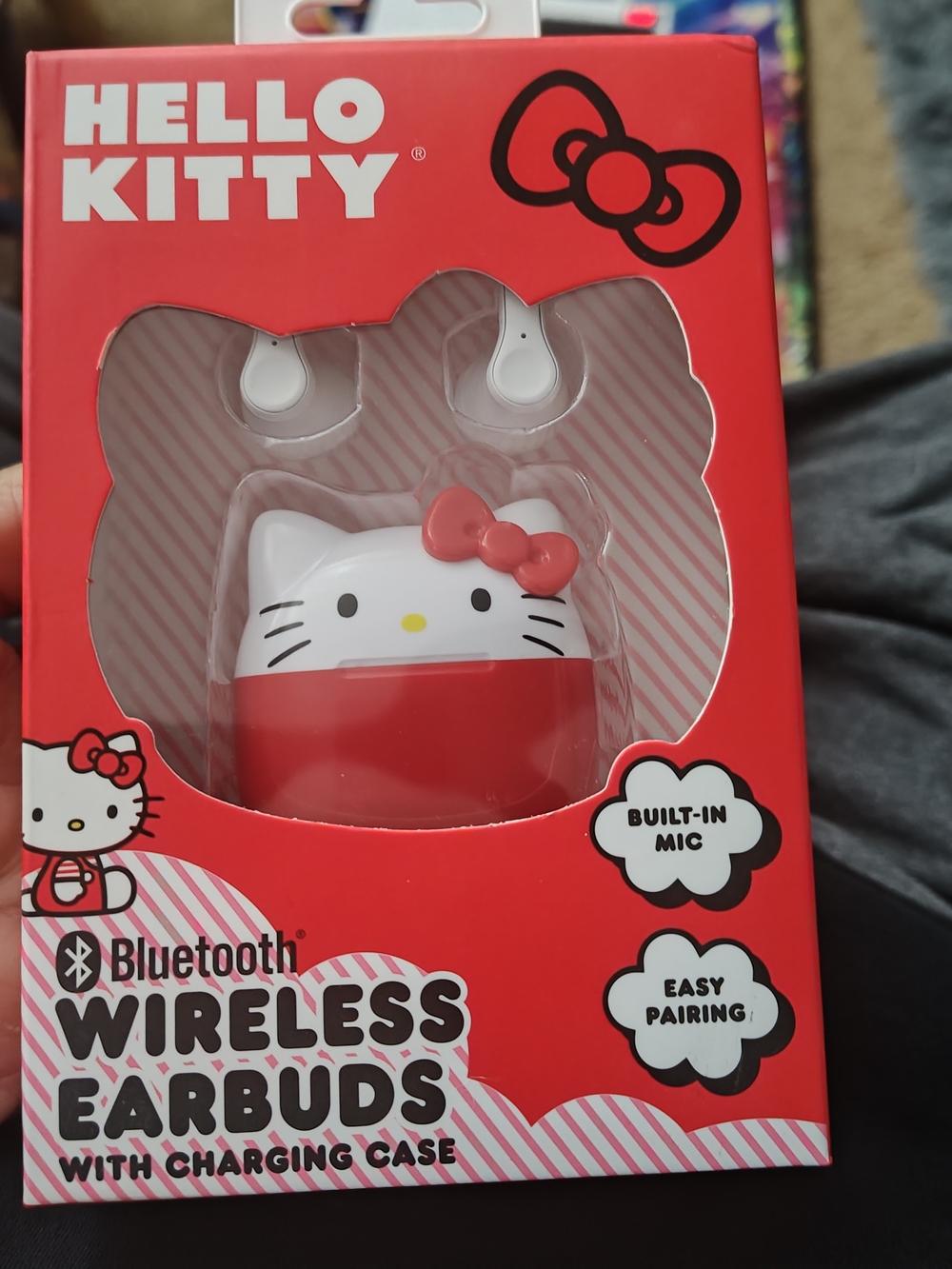 Hello Kitty Red and White Bluetooth Earbuds with Character Charging Case